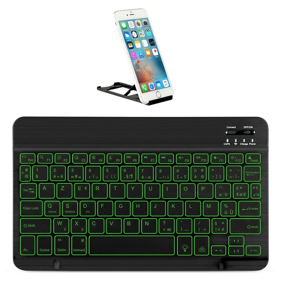 Clavier sans Fil Rétroéclairé Bluetooth Clavier AZERTY pour iPad Pro Air Mac ... - Photo 1/4