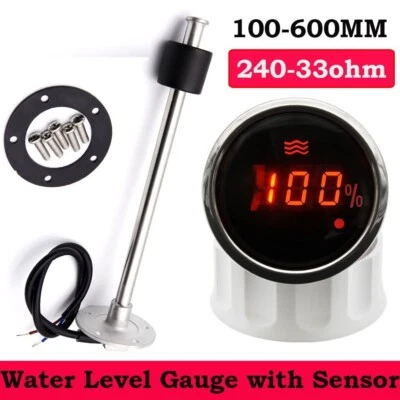 Water Tank Level Indicator Sensor Alarm Red Backlight Boat Motorcycle Car 12V - Image 1 of 4