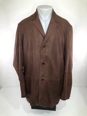 JHANE BARNES - 麂皮皮革柔软 Supple 男式 42 非结构化西装外套 — 第 1/4 张图片