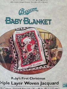 Vintage New Beacon Baby Blanket Christmas Triple Layer Woven Jacquard throw  - Picture 1 of 5