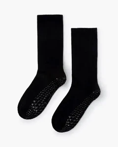 Womens Bamboozld Black Crew Pilates Barre Yoga Grip Bamboo Cotton Socks - Picture 1 of 5