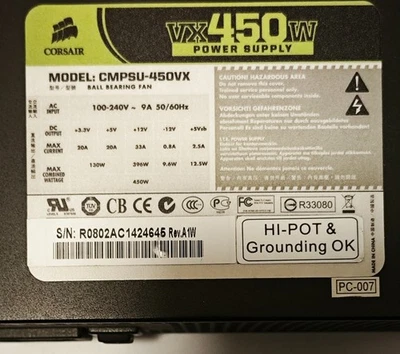 Alimentatore PC Corsair VX450W - Immagine 1 di 3