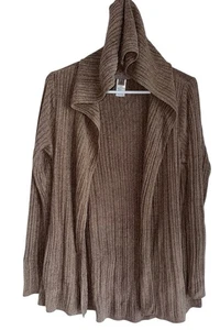 Cárdigan con Capucha Barefoot Dreams CozyChic Ultra Lite Namaste Tejido Acanalado Talla M Marrón - Imagen 1 de 5