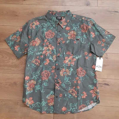 Billabong Men's Medium Sundays Button-Up Shirt Floral Short Sleeve Tencel New - Image 1 of 4
