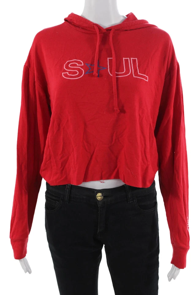 Soul Cycle Mujer Pullover Sudadera con Capucha Rojo Gráfico Cordón Manga Larga Talla S Foto 1 de 4