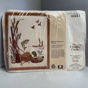 NEW VTG Crewel Embroidery Kit Creative Circle 0351 Sportsmans Dream Duck Fish - Picture 1 of 15