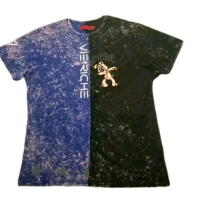 VIE RICHE Paris 'EAT THE RICHE' Camicia ricamata colorblock effetto invecchiato uomo 2XL - Foto 1 di 11