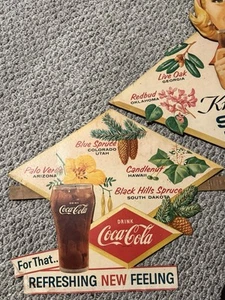 Vintage 1950s COCA COLA "Know Your State Tree" Cardboard Advertising Signs - Picture 1 of 7
