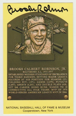Brooks Robinson Signed Gold Hall Of Fame Postcard - Baltimore Orioles - Image 1 of 2