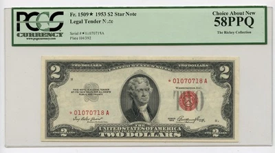 1953 $2 Red Seal United States *STAR* Note PCGS Choice About New 58PPQ - Image 1 of 2