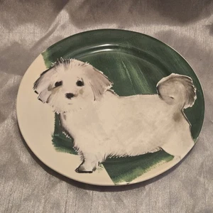 Sally Muir for Anthropologie Dog-A-Day Stoneware Dessert Plate Maltese Dog - Picture 1 of 5