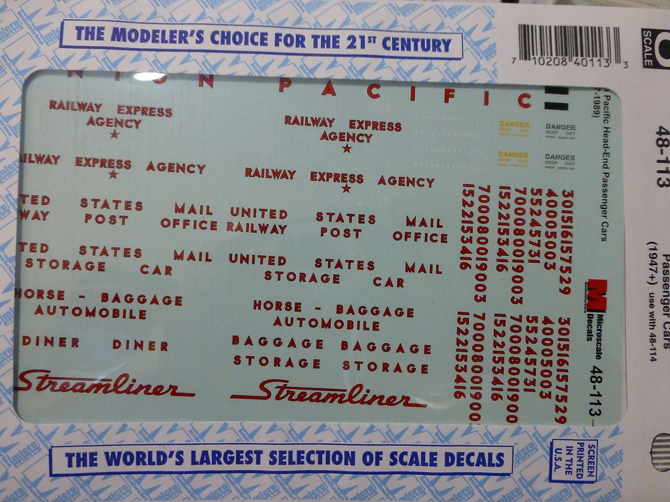 Microscale Decal O #48-113 Passenger Car - Yellow & Gray Scheme 1947+ - Image 1 of 1