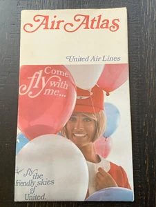 United Airlines Vintage Air Atlas Map Ephemera Aviation Flight Non Stop Routes - Picture 1 of 16