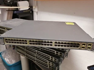 1x 1x Cisco WS-C3750G-48PS-S 48 Port PoE 3750G Gigabit Switch - Picture 1 of 2