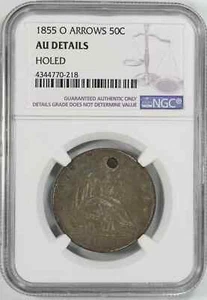 1855 O SEATED LIBERTY HALF DOLLAR 50C ARROWS NGC AU ABOUT UNC DETAILS (218) - Picture 1 of 4