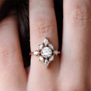 Gorgeous Women's Rings Rose Gold Filled Fashion Cubic Zirconia Ring Size 6-10 - Picture 1 of 4