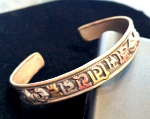 Silver Plate Cuff Bracelet - Om Mani Padme Hung Sanskrit Bangle - Picture 1 of 1