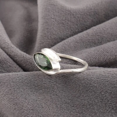 Green Amethyst Gemstone 925 Sterling Silver Ring Handmade Jewelry Ring For Gift - Image 1 of 3