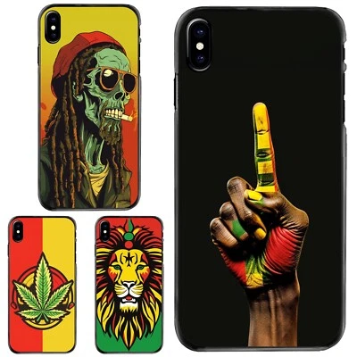 For iPhone 11 12 13 14 15 Plus Pro Max Hard Phone Cover Peace Love Rasta - Image 1 of 4