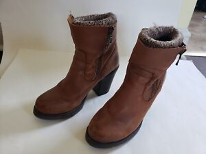 Steve Madden Women's Brown Leather High Heel winter Ankle boots size 9