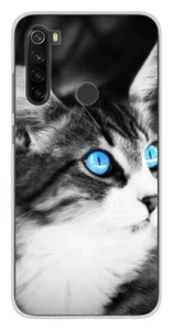 Coque en silicone imprimée compatible Xiaomi Redmi Note 8 Chat yeux bleu - Photo 1 sur 3