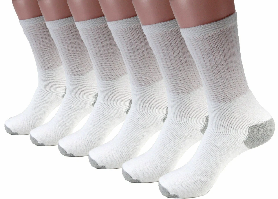 New 12 Pairs Mens White Solid Sports Crew Socks Cotton USA Long Size 10-13  - Image 1 of 1