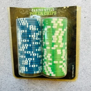 Fichas de póker estilo casino azul y verde - Imagen 1 de 3