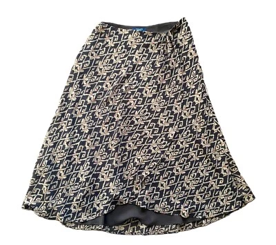 Falda midi CHAPS forrada marrón estampado geométrico línea A imitación envoltura talla 8 Foto 1 de 4