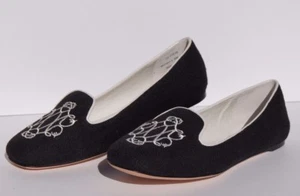Mocassini ballerine donna Johnston and Murphy ricamati nero bianco taglia 6 - Foto 1 di 12