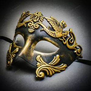 NEW Roman Greek Emperor Masquerade Venetian Halloween Party Mask For MEN Gold - Picture 1 of 4