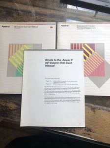 Vintage Apple IIe 80 Column Text Card Manual with Extended Supplement and Errata - Picture 1 of 9