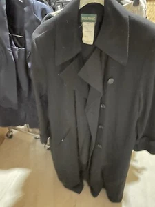 HARVE BENARD Black 100% women’s WOOL Long COAT. Size large Ref GBB #133 - Picture 1 of 6