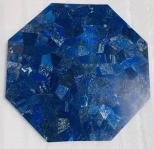 Mesa de centro octágona de lapislázuli de 12" piedras preciosas trabajo hecho a mano artes modernas decoraciones - Imagen 1 de 8