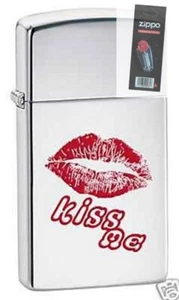 Zippo 6392 lips kiss me chrome DISCONTINUED Lighter + FLINT PACK - Picture 1 of 1