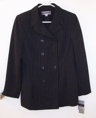 NUEVO $172 Traje Pantalones de Carrera Amanda Smith Petites 3 Piezas Negro Rayas 8P Foto 1 de 4