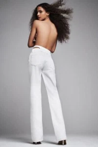NWT ZARA LOW RISE BAGGY CUTOUT JEANS WITH THONG IMITATION in White Size 6 - Picture 1 of 11