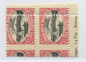 Bolivia 1916 2 centavos badly misperfed pair mint NH - Picture 1 of 1