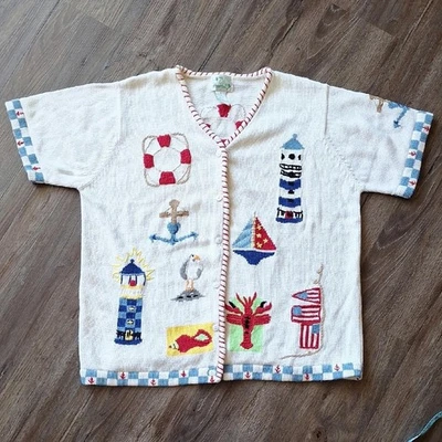 Quacker Factory Boat Sailor Cruise Ship Summer Sweater Size XL - Image 1 of 4