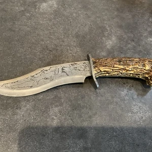 Bone Handle Blade Is Engraved- Good Condition - Picture 1 of 4