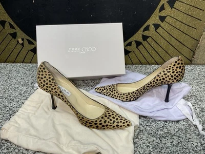 Fab Jimmy Choo Heels Leopard Pony Fur Size 39.5 Shoes $535 Retail Gorgeous - image 1 of 4
