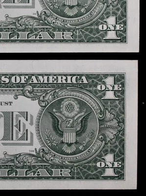 NON MULE/MULE CHANGEOVER PAIR $1 1981A Gem CU Fed. Reserve Notes G24343810B-11B - Image 1 of 3