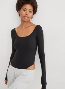 Aerie Women's Soft Comfy Smoothez U front/back Bodysuit Black Medium NWT top - Picture 1 of 7