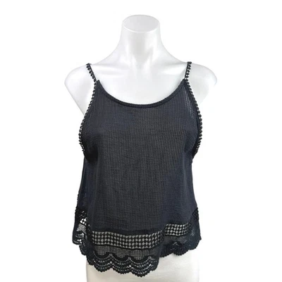 Ecote Women's Black Crochet Knit Sleeveless Boho Cami Camisole Tank Top Size M - Image 1 of 4