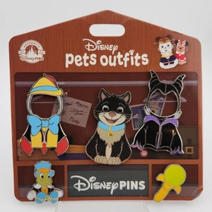 DLR Disney Parks Pets Outfits Ursula Pinocchio Grey Cat Lucifer Pin Set - Picture 1 of 1