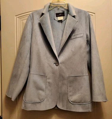 Andrea Viccaro lt. синий матовый поли блейзер женщин Sz. 8 - Изображение 1 из 4