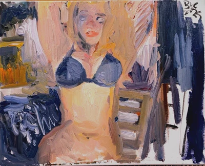 Expressionist Oil Painting Portrait Woman Figure Painting Canvas 16x20 Original - Image 1 of 2