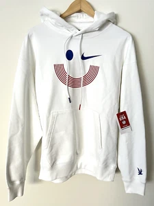 Nike Team USA Swoosh Smiley Face French Terry Hoodie Men's S White FN4416-100 - Picture 1 of 13