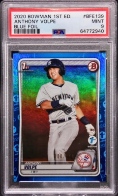 2020 Bowman 1st Anthony Volpe!  1st Edition!  Blue Foil!  #/150! PSA 9! - Image 1 of 2