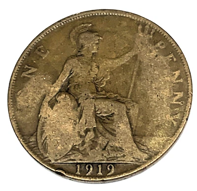 # C1071 ВЕЛИКОБРИТАНИЯ МОНЕТА, БОЛЬШОЙ ПЕННИ 1919 - Изображение 1 из 2