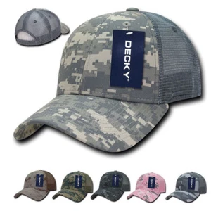 Decky Structured Camo Camouflage 100% Cotton Trucker Baseball Caps Hats - Picture 1 of 22